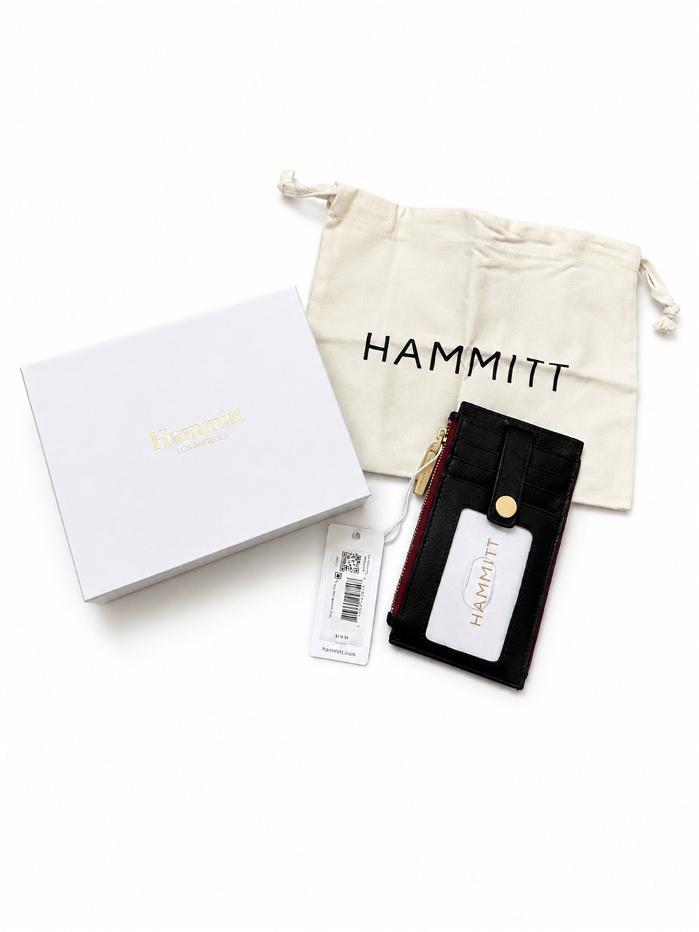 Hammitt 210 West Black/Brushed Gold Wallet/ Card Case NWT